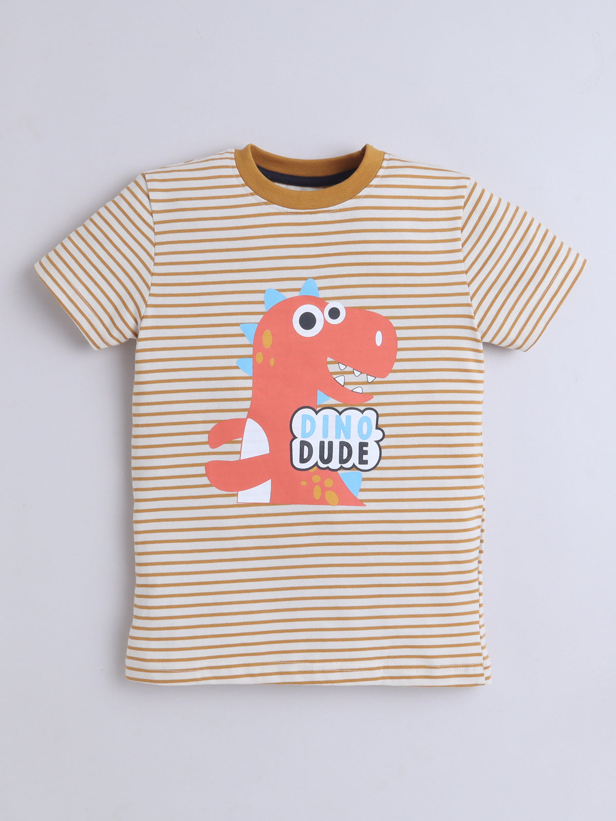 Boys T-Shirt - Yellow Dino Striped