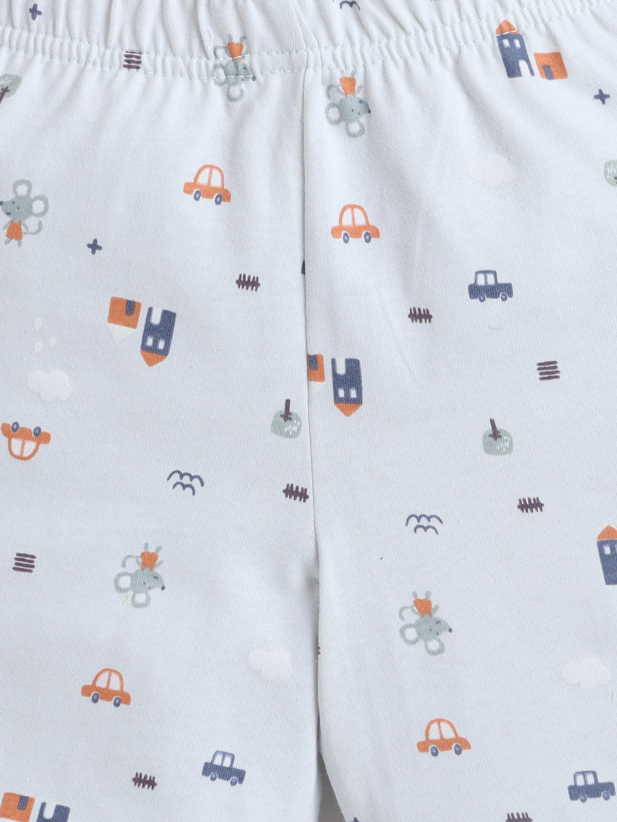 Baby Nation Boys White Printed T-Shirt and Shorts Set | Kids Cotton Co-ord Set with Vehicle Print