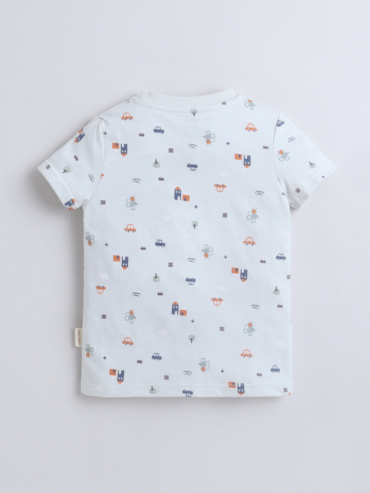 Baby Nation Boys White Printed T-Shirt and Shorts Set | Kids Cotton Co-ord Set with Vehicle Print