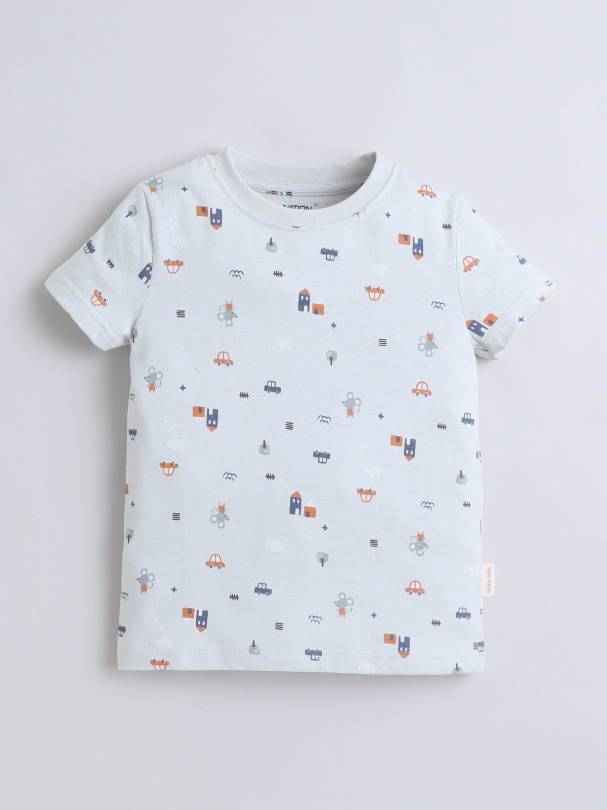 Baby Nation Boys White Printed T-Shirt and Shorts Set | Kids Cotton Co-ord Set with Vehicle Print