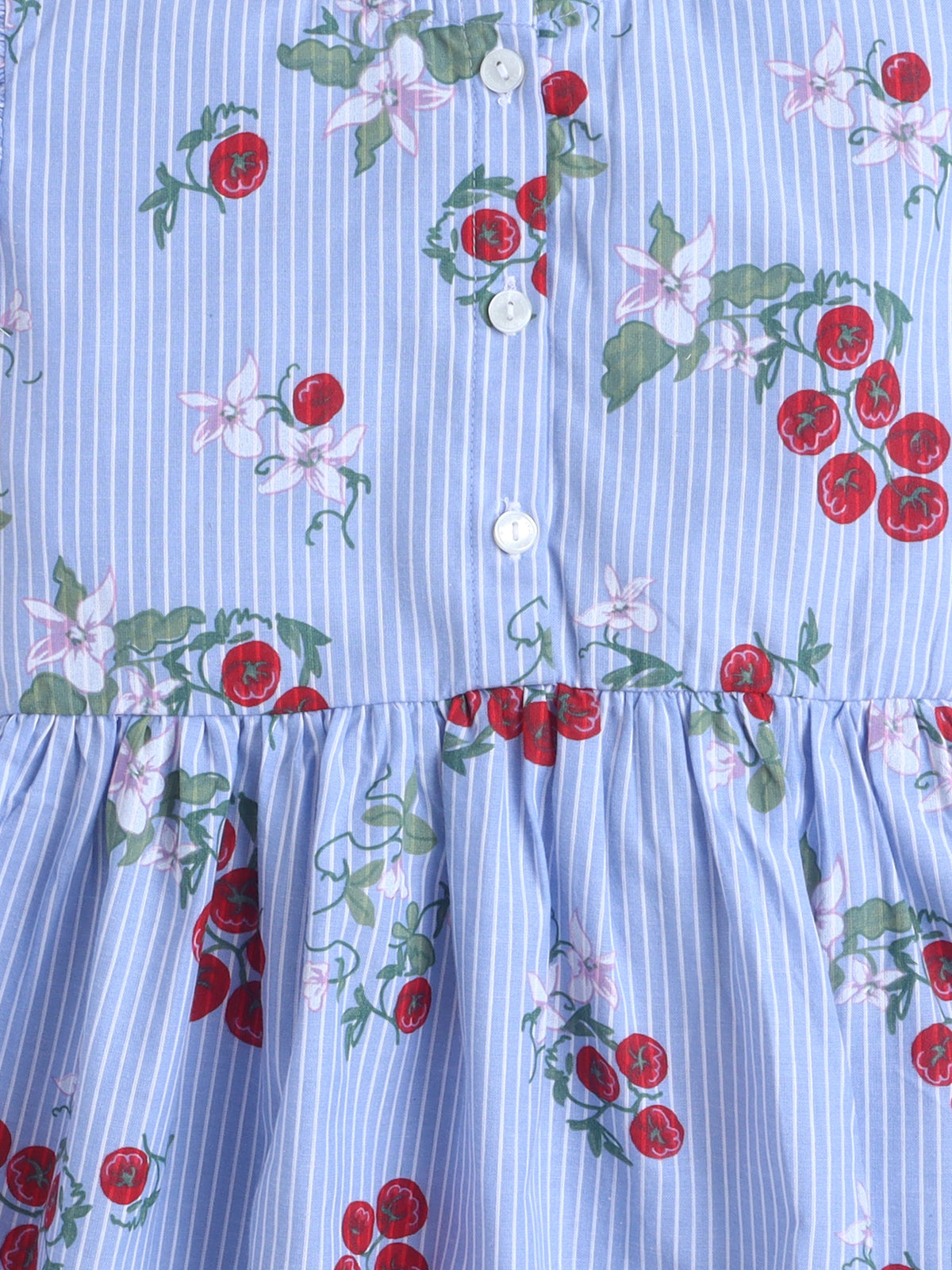 Girls Printed Woven Frock- Blue Rose
