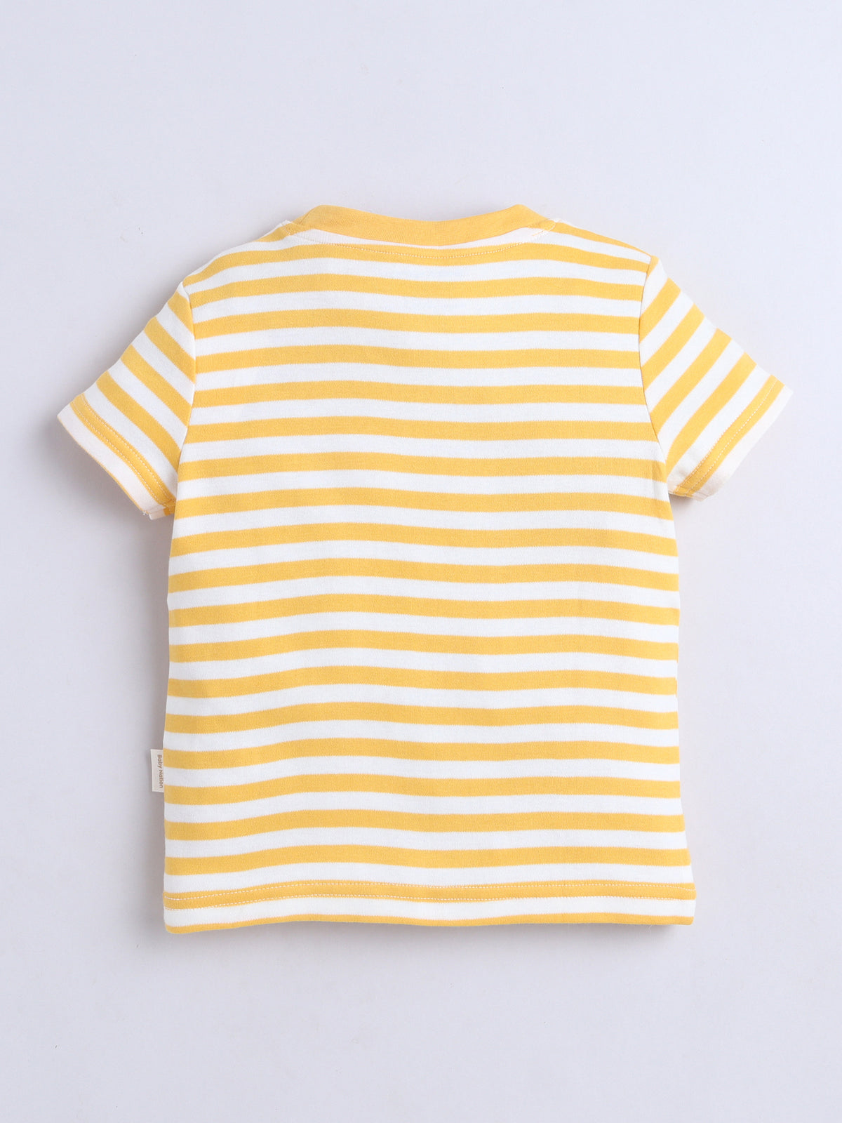 Baby Nation Cotton Knit Half Sleeves Coordinating Shorts Set - Yellow Stripe Heart