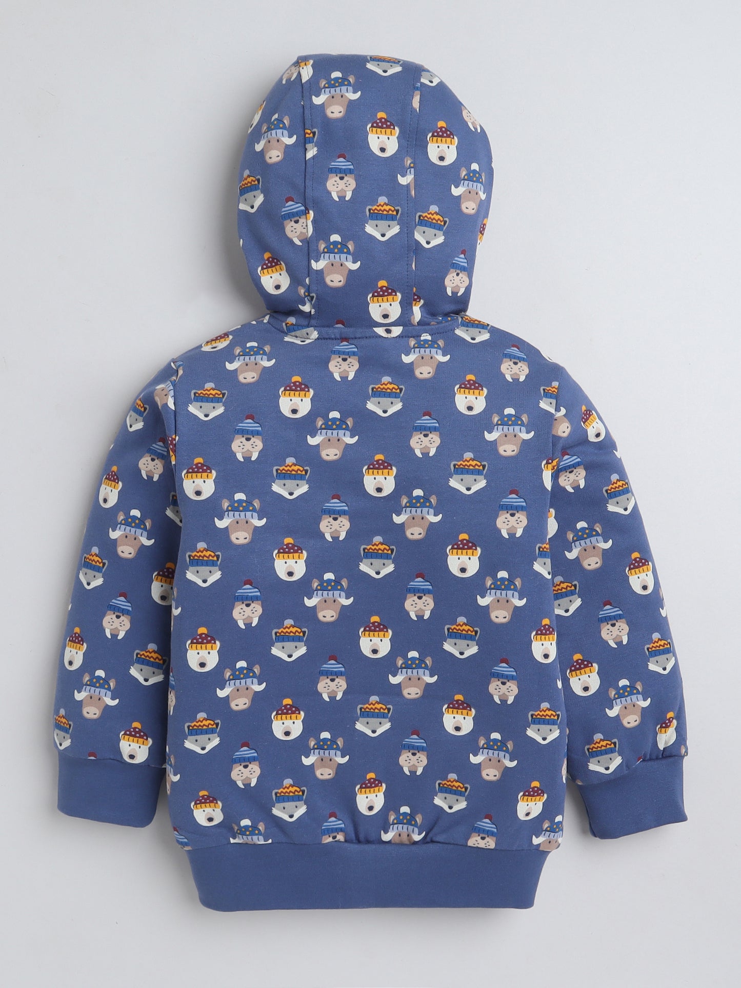 Unisex Printed Winter Hoodie – Blue Animal Design
