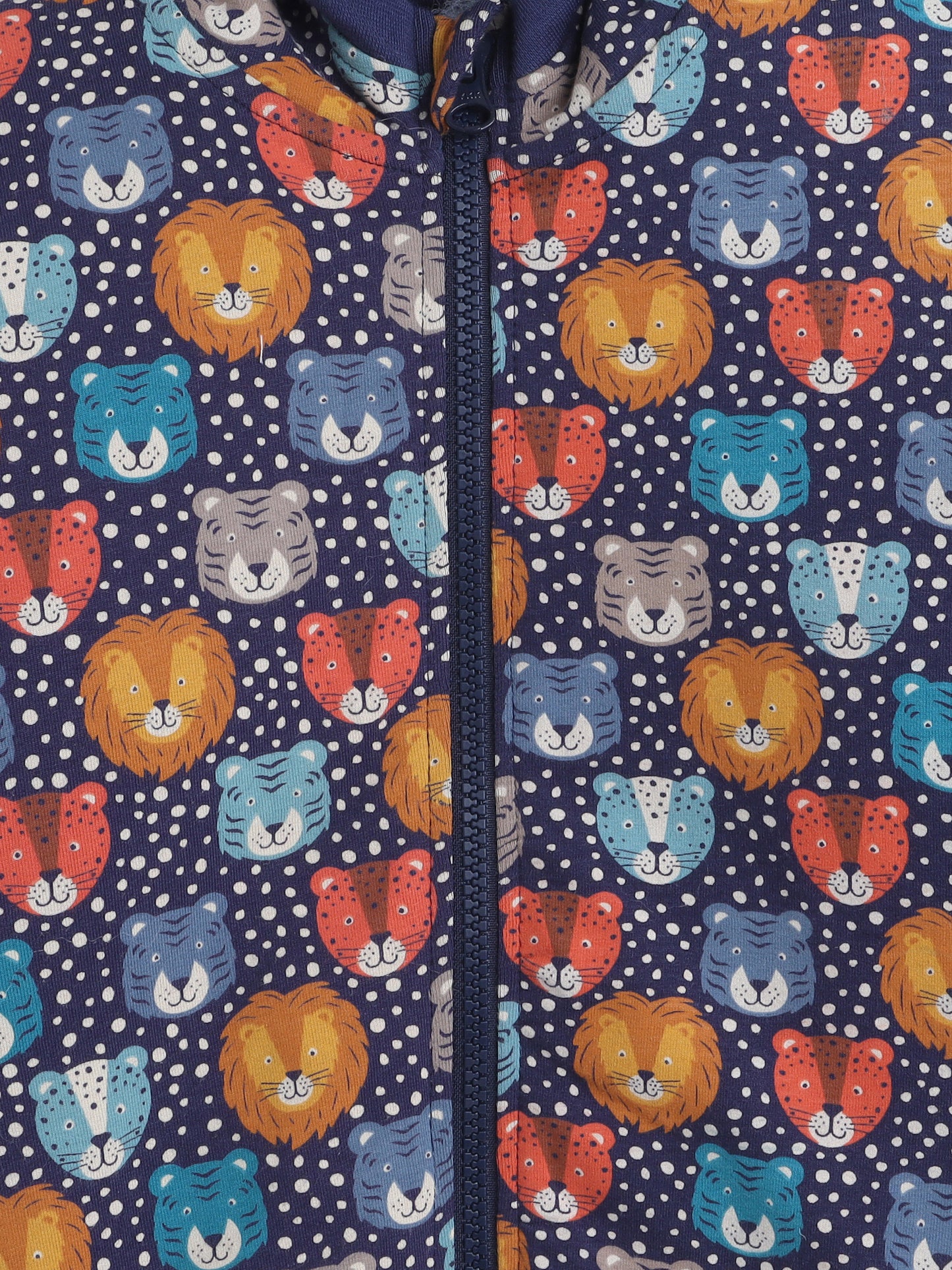 Unisex Kids Animal Print Zipper Hoodie – Navy Blue