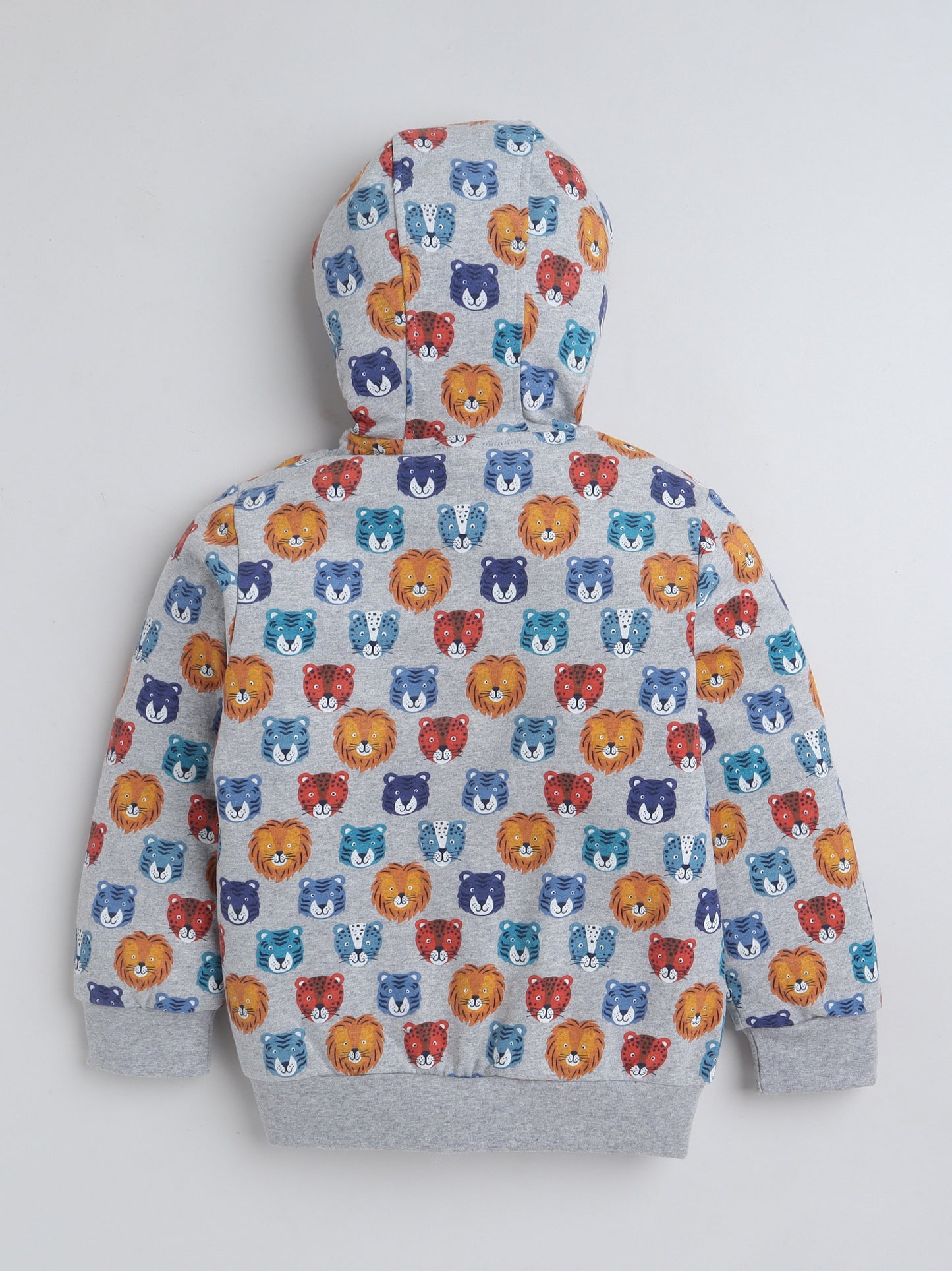 Unisex Kids Animal Print Zipper Hoodie – Grey