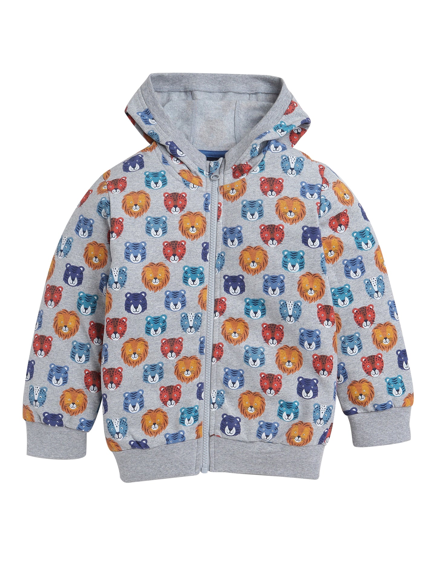 Unisex Kids Animal Print Zipper Hoodie – Grey
