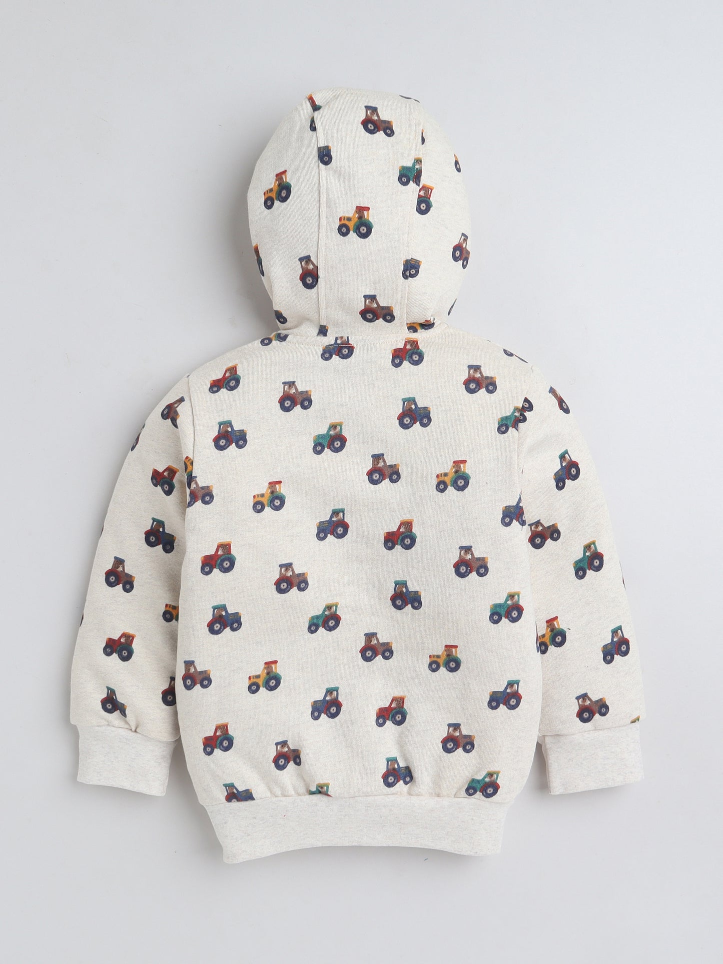 Unisex Printed Winter Hoodie – Cream Tractor Design