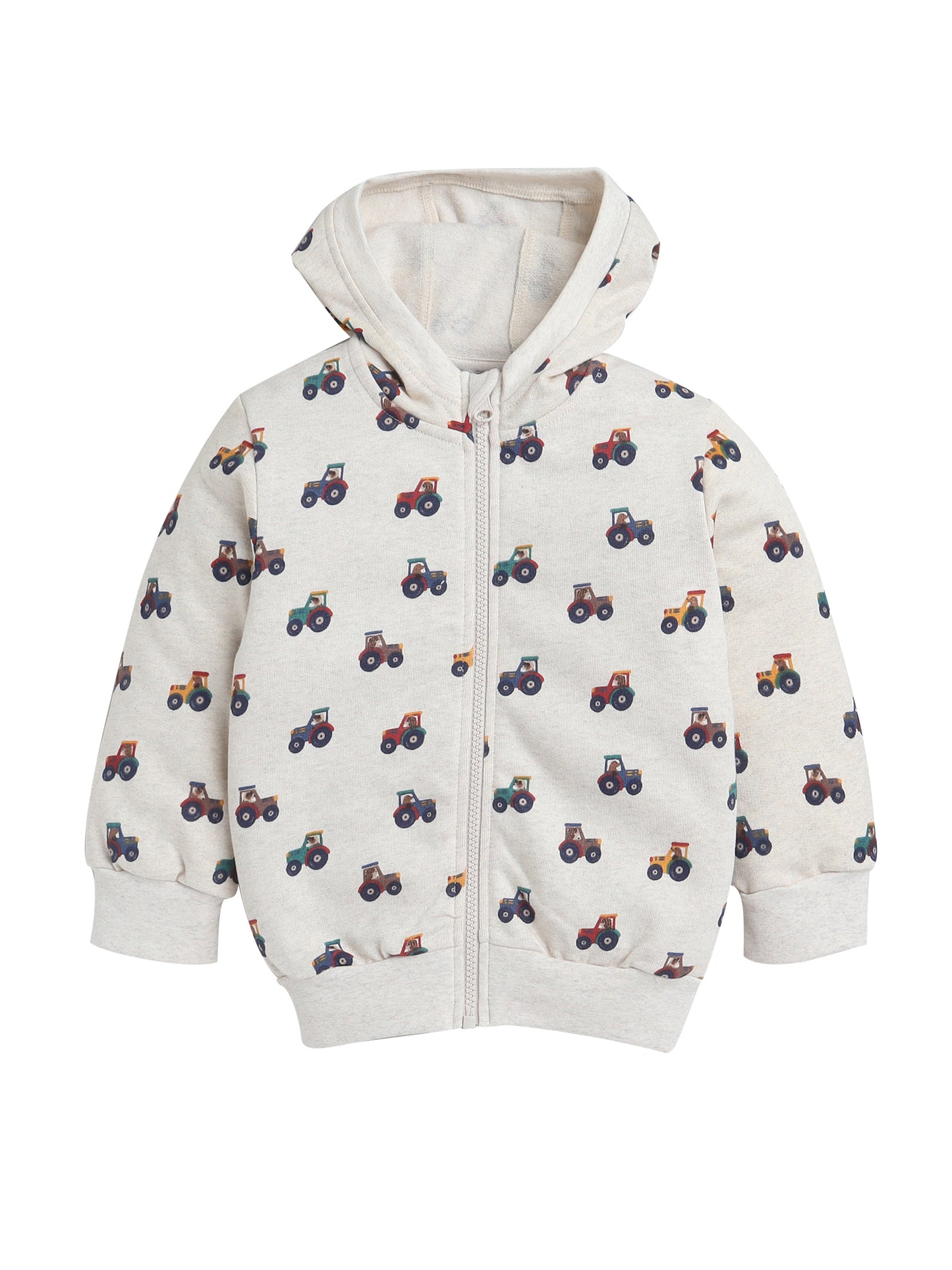Unisex Printed Winter Hoodie – Cream Tractor Design