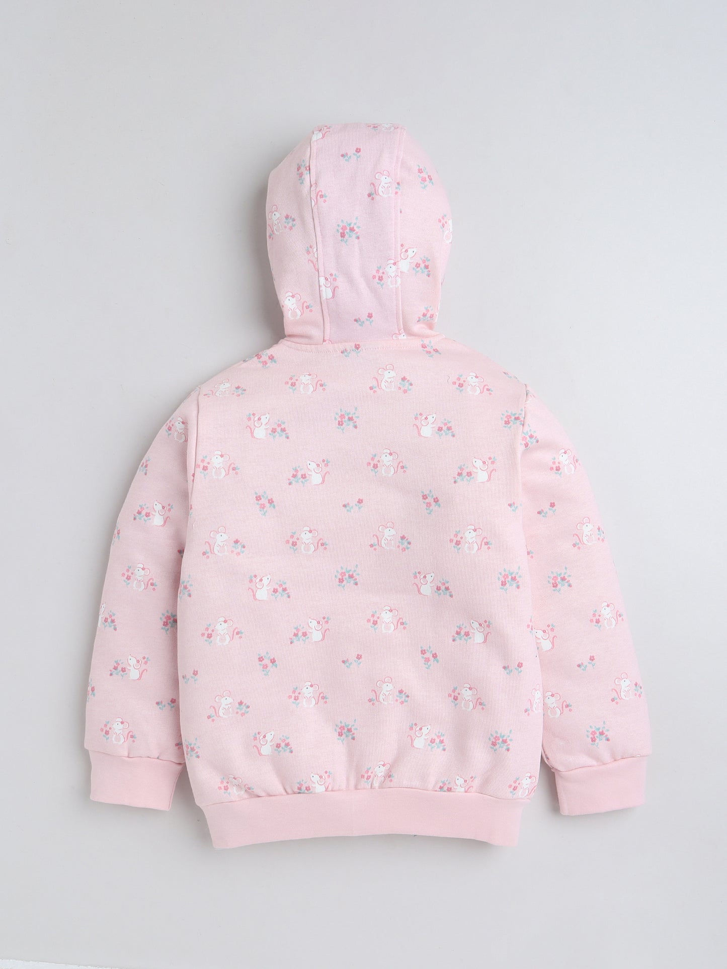 Unisex Printed Winter Hoodie – Pink Mouse Design