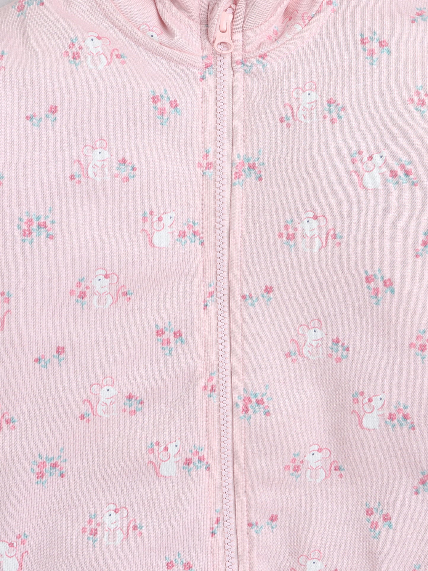 Unisex Printed Winter Hoodie – Pink Mouse Design