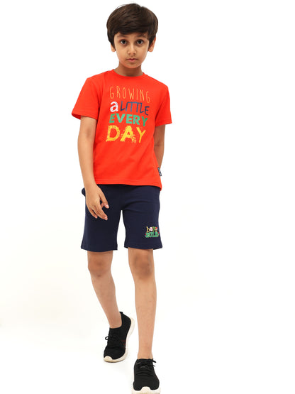 Boys Active Crew Neck T-Shirt with Navy Shorts