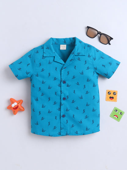 Boys Cotton Shirt - Surf Print