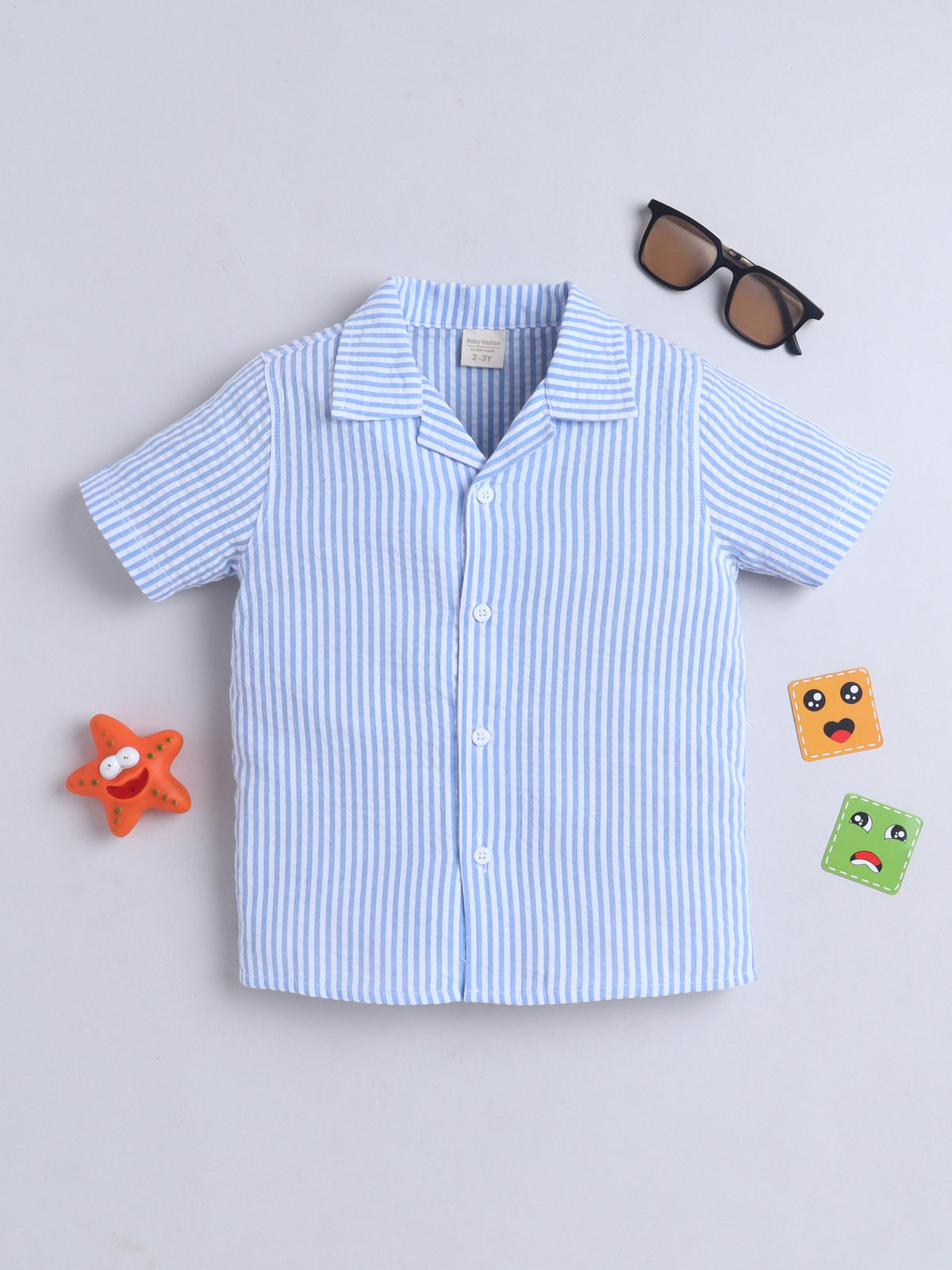 Boys Cotton Shirt - Blue Stripes