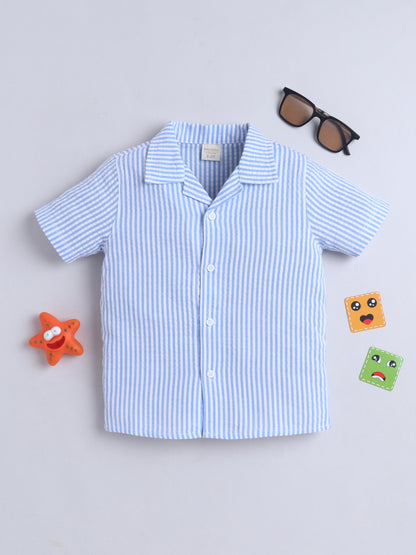 Boys Cotton Shirt - Blue Stripes