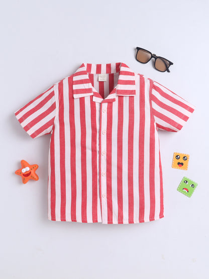 Boys Cotton Shirt - Red Stripes