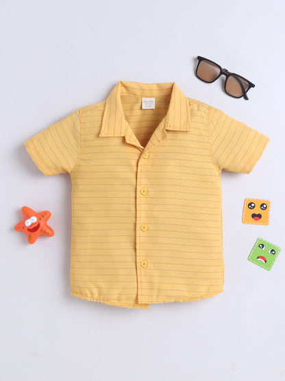 Boys Polycotton Shirt - Mustard Stripes