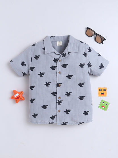 Boys Cotton Shirt - Grey Eagle