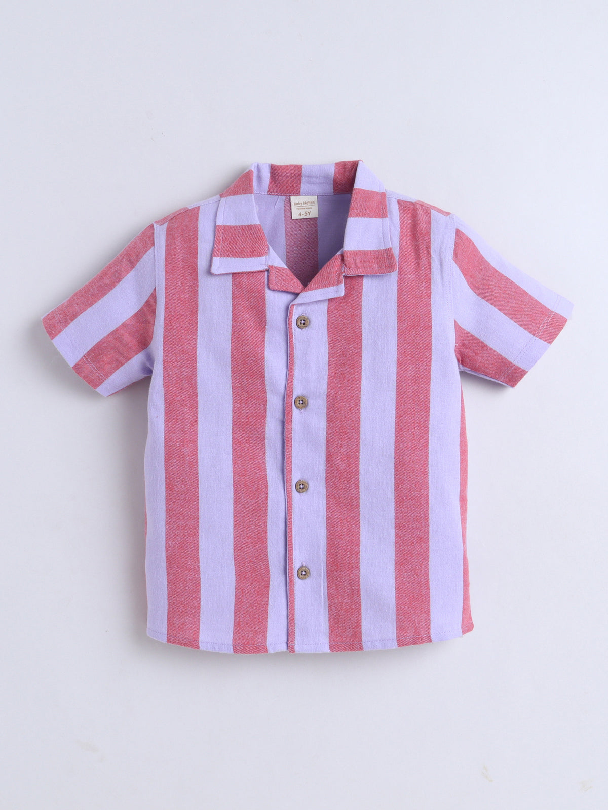 Boys Cotton Shirt - Dark Red Stripes