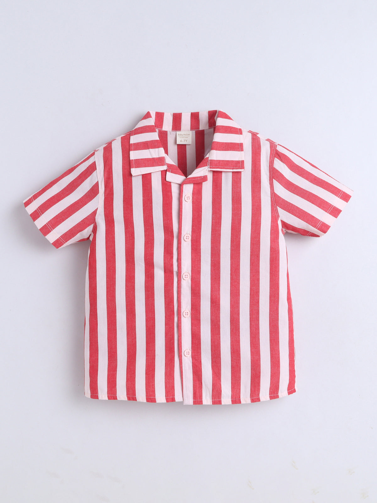 Boys Cotton Shirt - Red Stripes