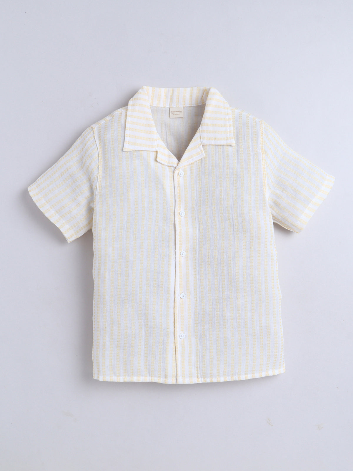 Boys Cotton Shirt - Yellow White Stripes