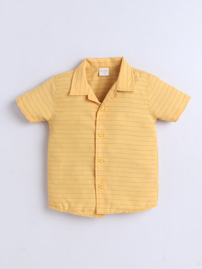 Boys Polycotton Shirt - Mustard Stripes