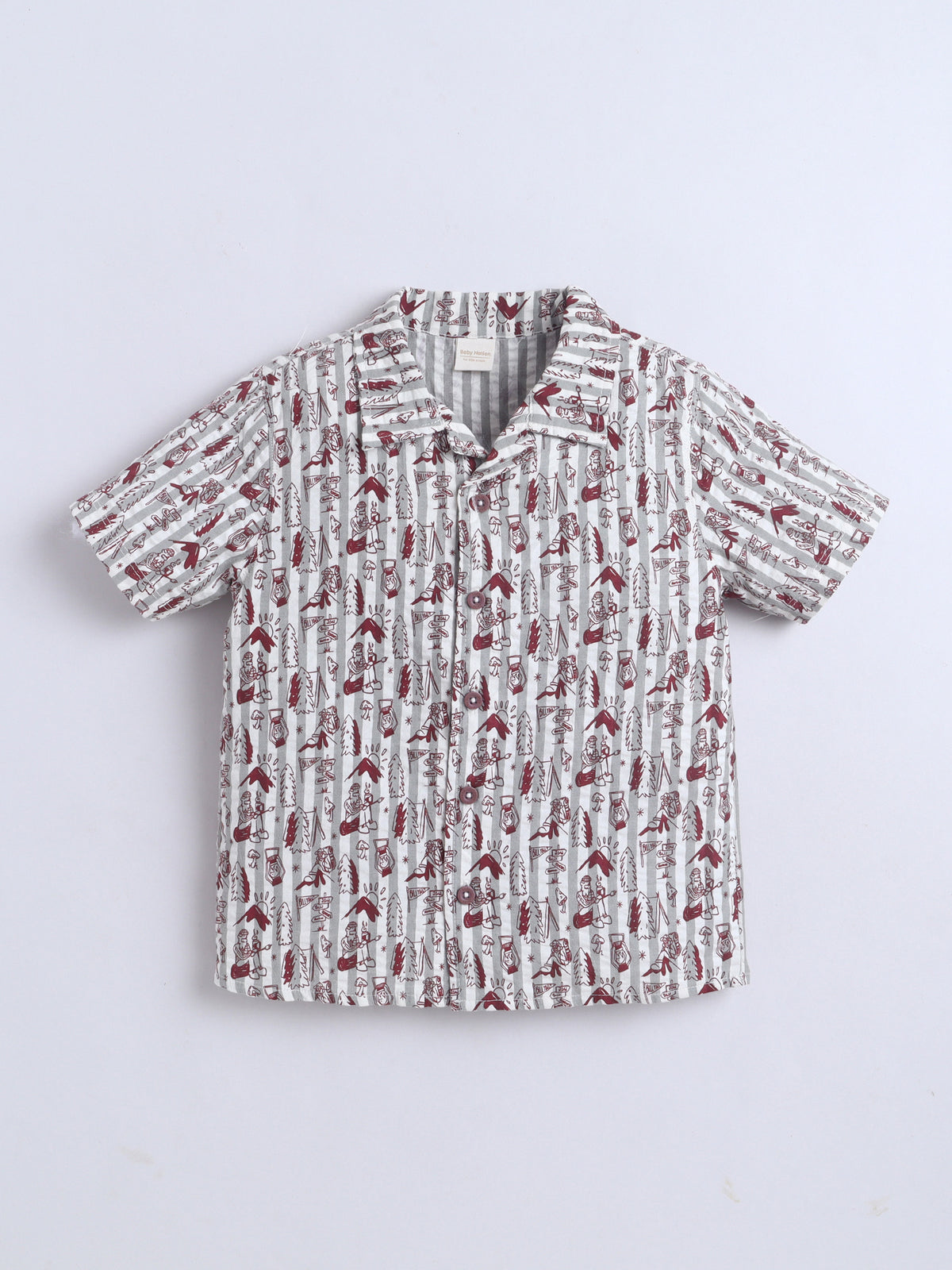Boys Cotton Shirt - Creame Forest