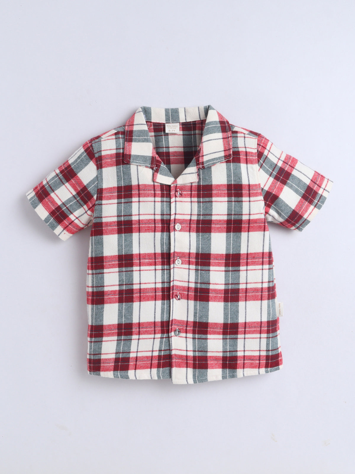 Boys Cotton Shirt - Dark Red Checked