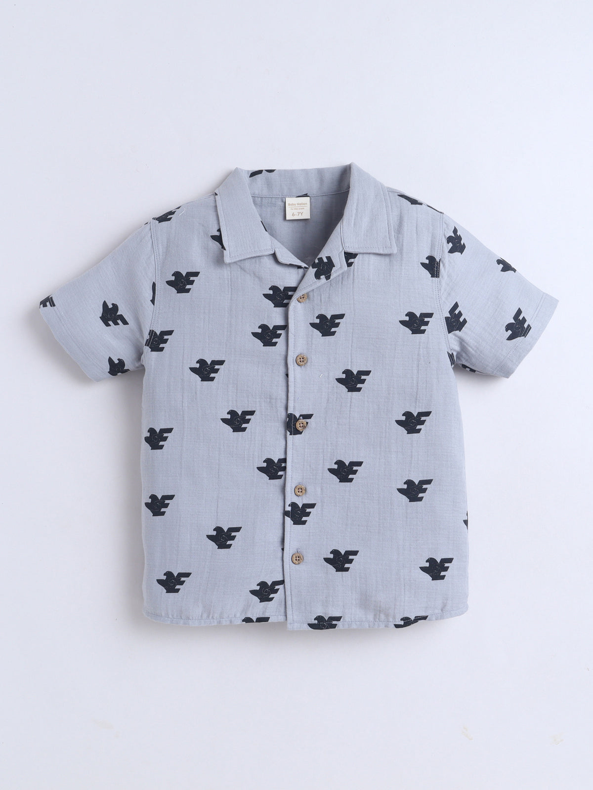 Boys Cotton Shirt - Grey Eagle