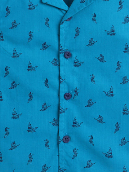 Boys Cotton Shirt - Surf Print