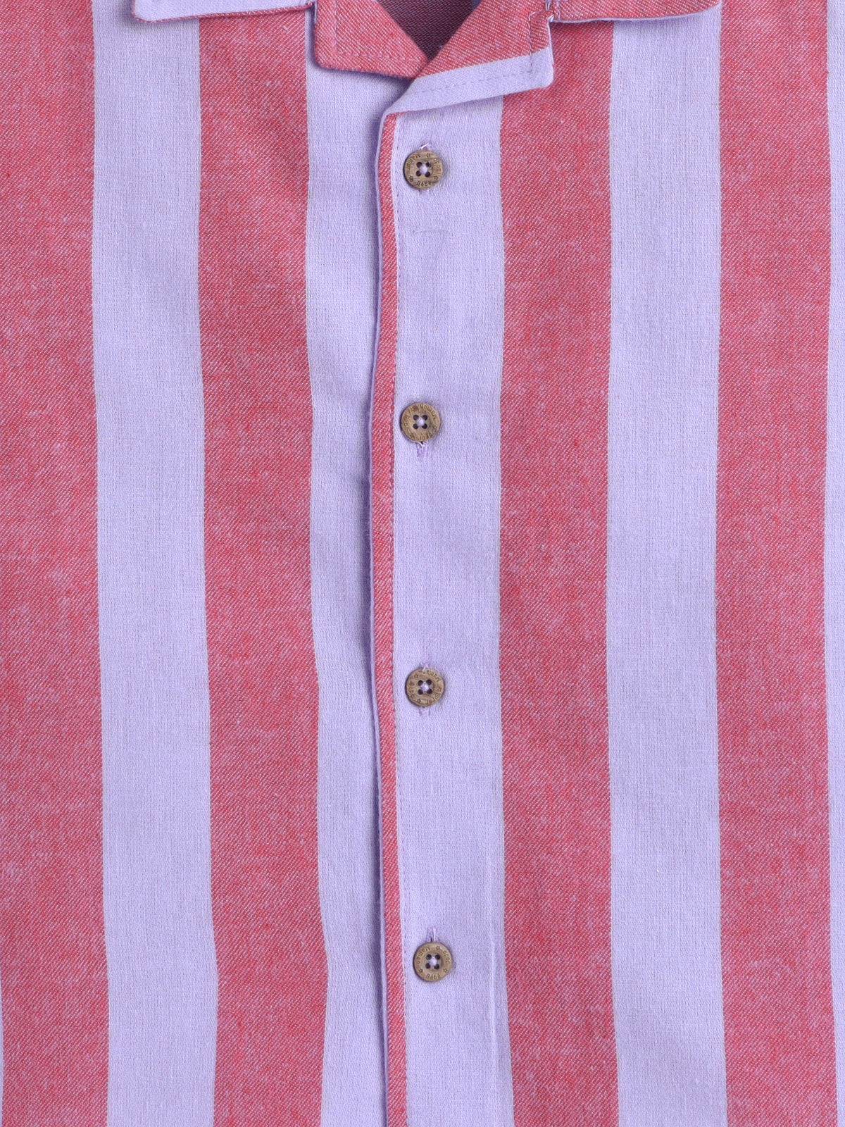 Boys Cotton Shirt - Dark Red Stripes