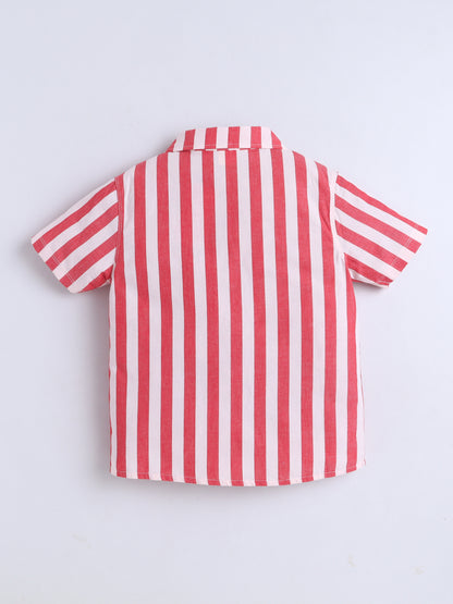 Boys Cotton Shirt - Red Stripes
