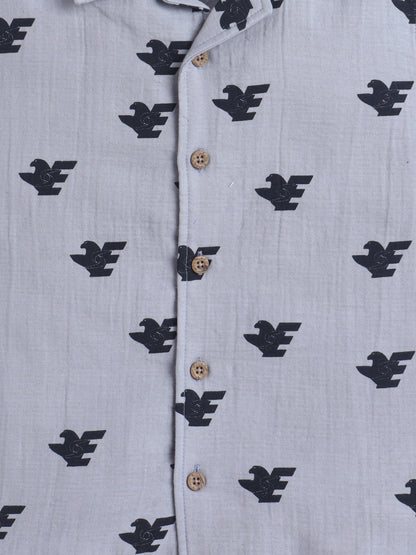Boys Cotton Shirt - Grey Eagle