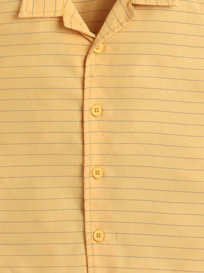 Boys Polycotton Shirt - Mustard Stripes