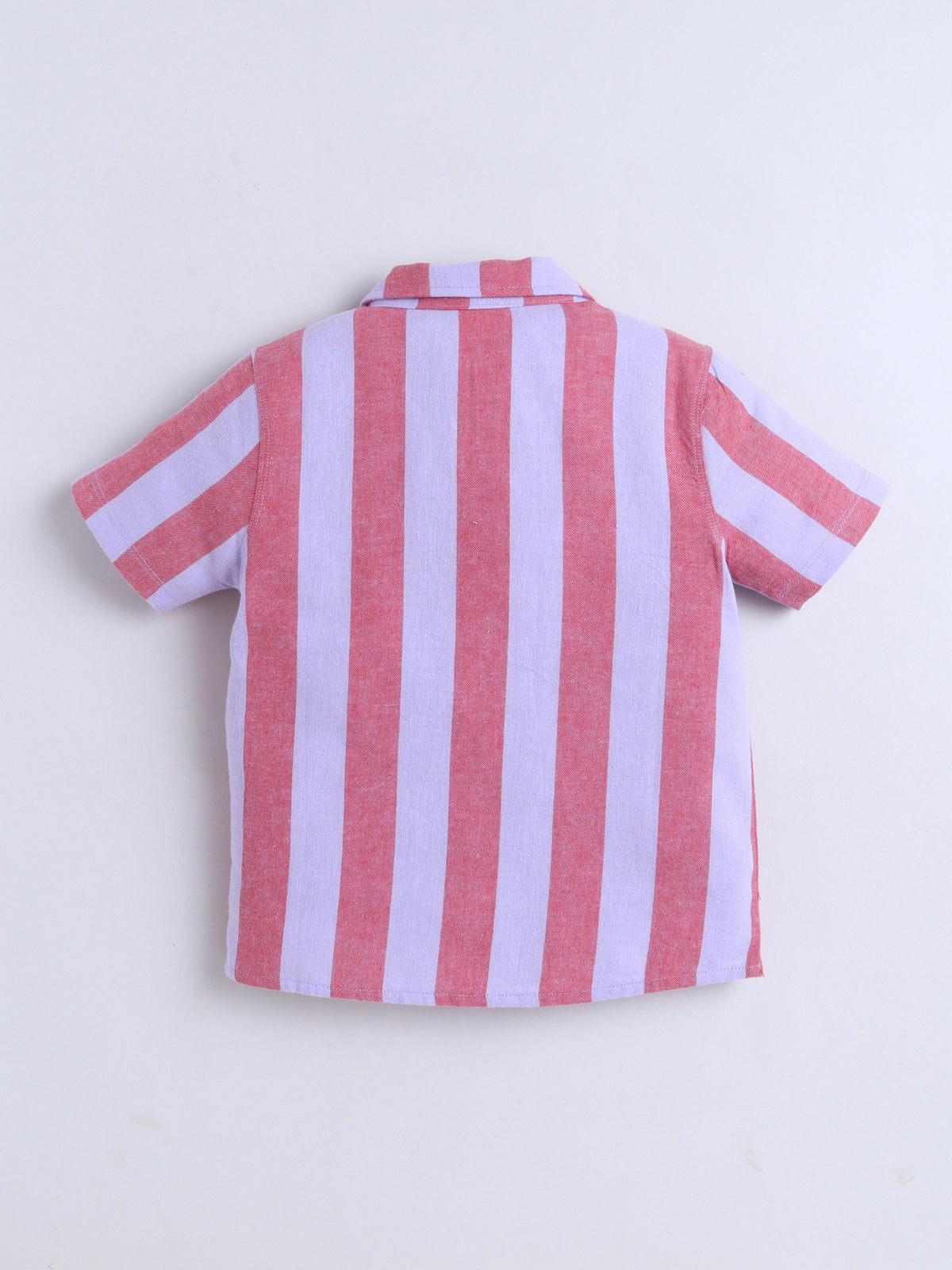 Boys Cotton Shirt - Dark Red Stripes