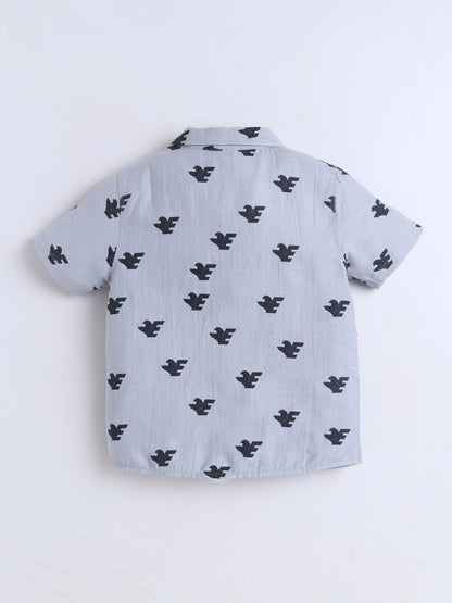 Boys Cotton Shirt - Grey Eagle