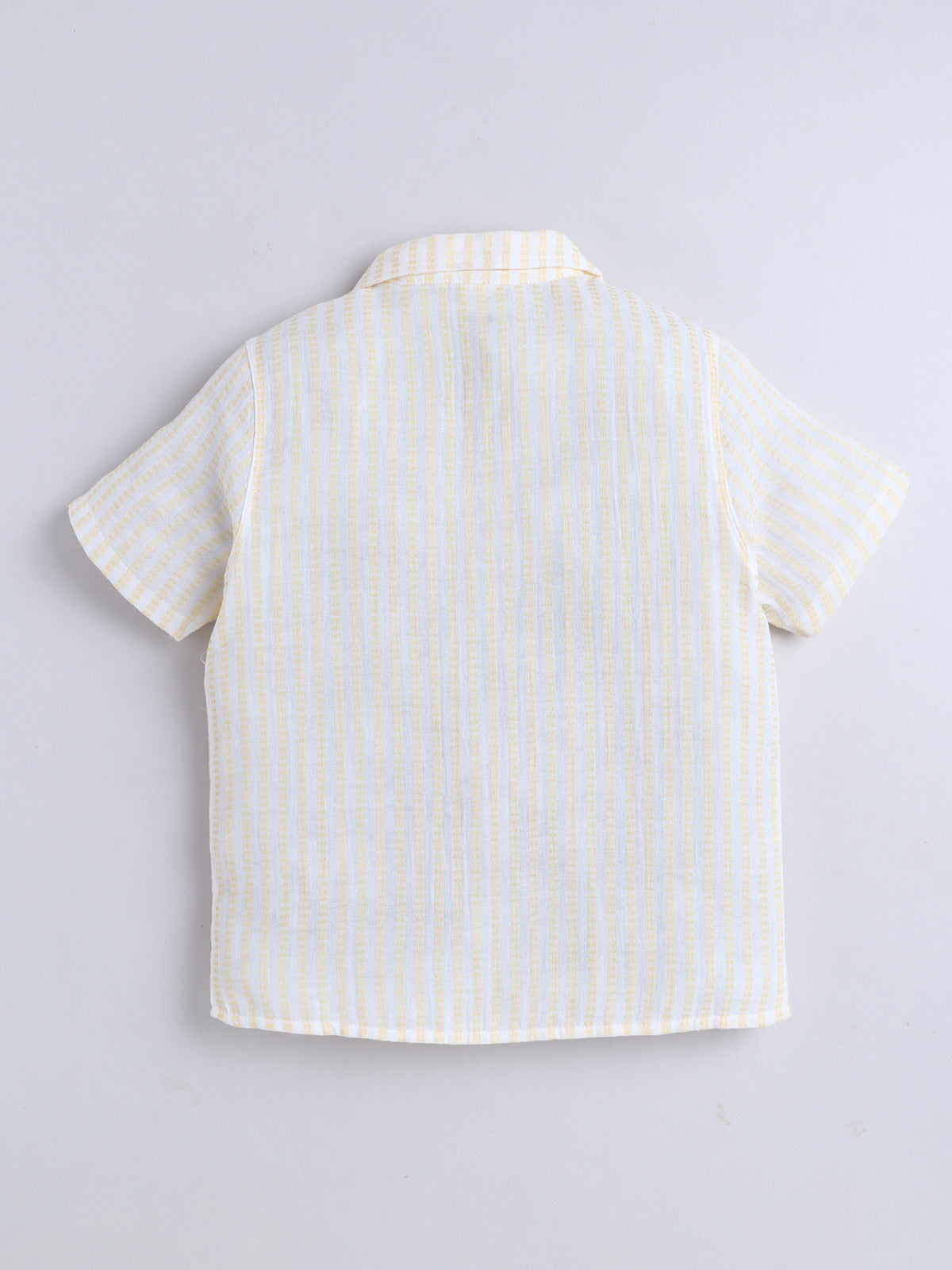 Boys Cotton Shirt - Yellow White Stripes