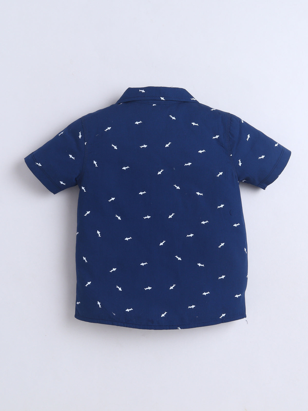 Boys Cotton Shirt - Navy Shark