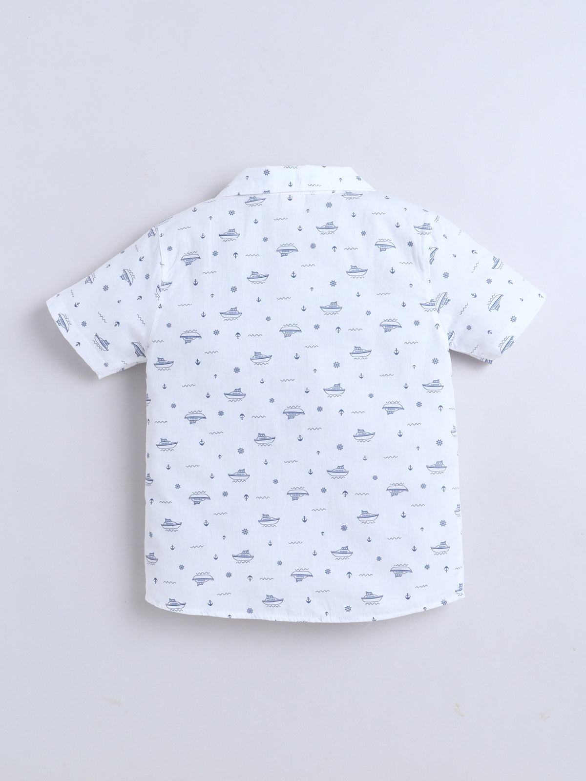 Boys Cotton Shirt - White Boat