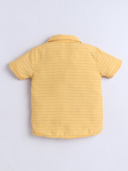 Boys Polycotton Shirt - Mustard Stripes