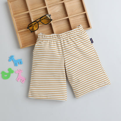 Boys Casual Printed Shorts - Yellow Mini Stripes