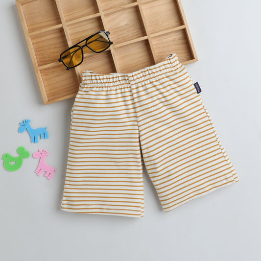 Boys Casual Printed Shorts - Yellow Mini Stripes