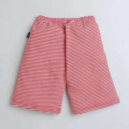 Boys Casual Printed Shorts - Mini Red Stripes