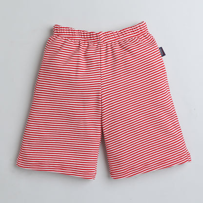 Boys Casual Printed Shorts - Mini Red Stripes