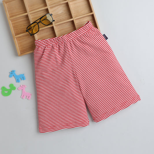 Boys Casual Printed Shorts - Mini Red Stripes