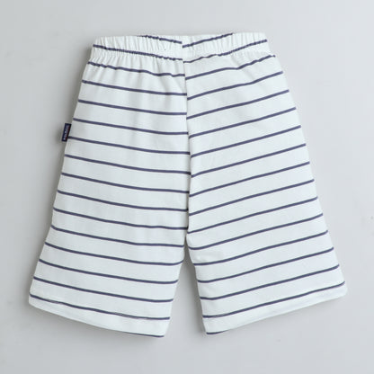 Boys Casual Printed Shorts -White
