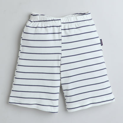Boys Casual Printed Shorts -White