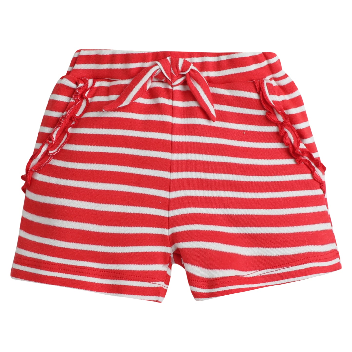 Red & White Striped Cotton Shorts
