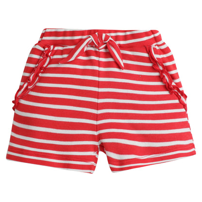 Red & White Striped Cotton Shorts