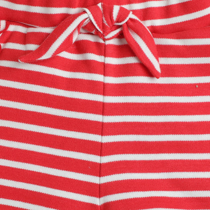 Red & White Striped Cotton Shorts
