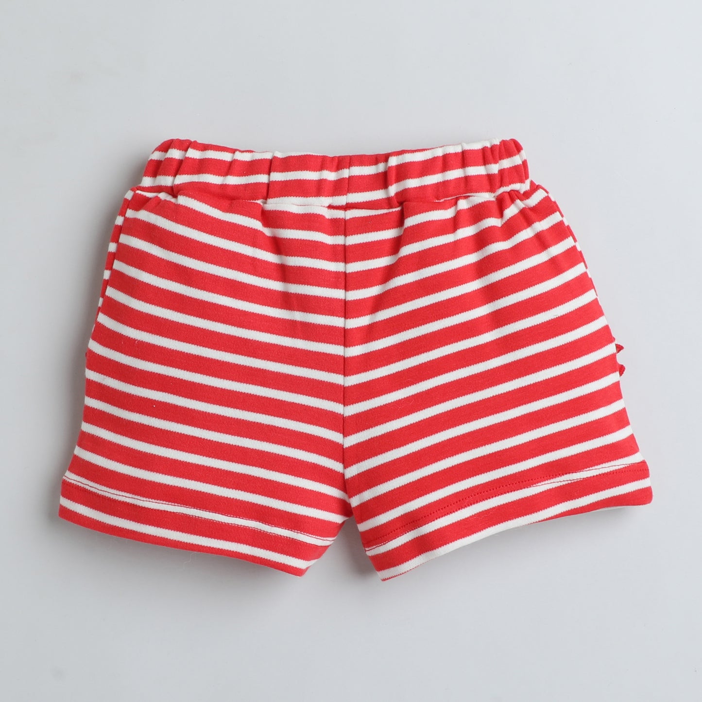 Red & White Striped Cotton Shorts